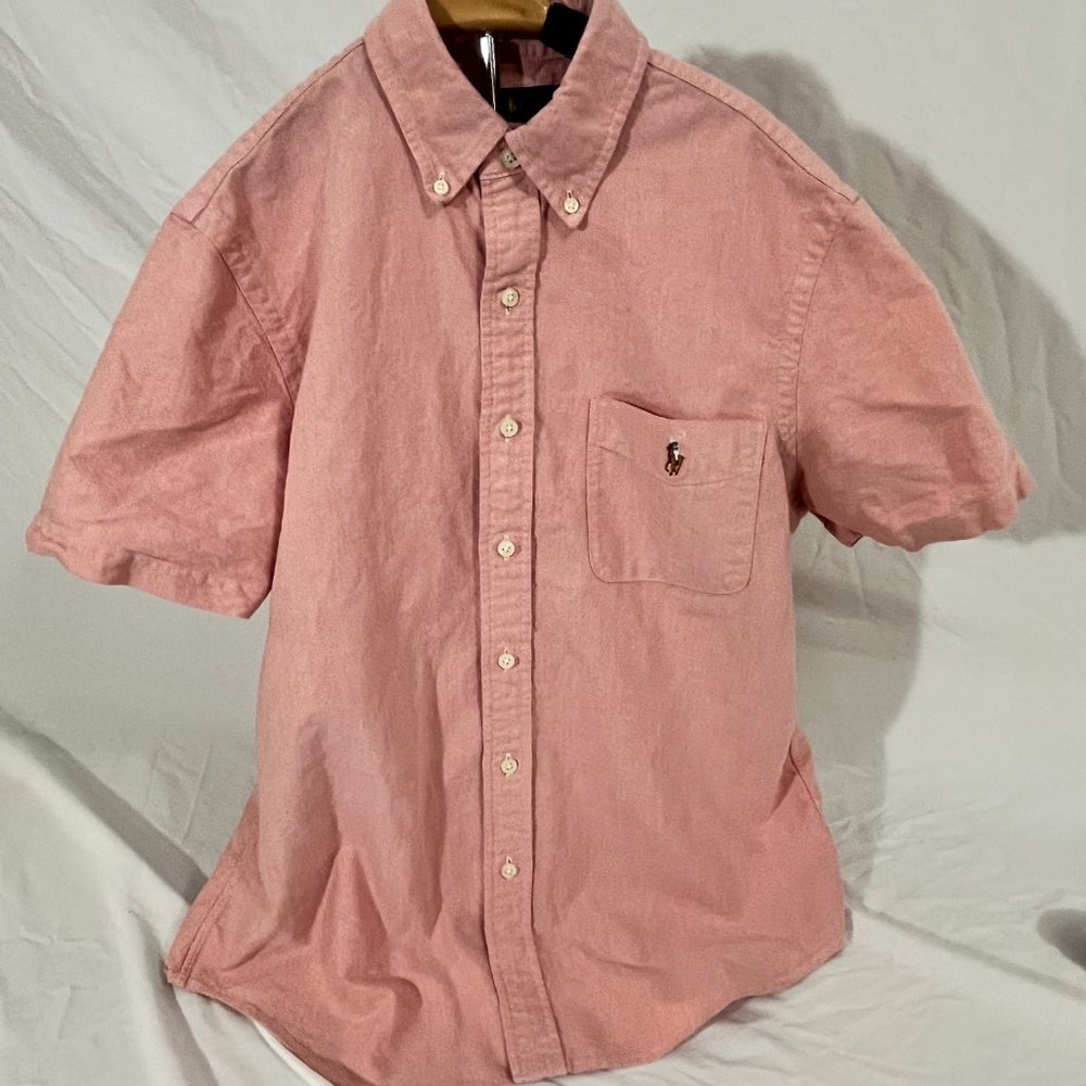 Ralph Lauren Mens Button Down Oxford Classic Fit Light  Red Medium